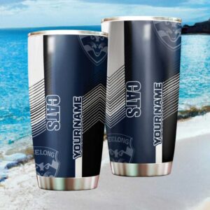 Personalized Geelong Cats AFL Tumbler   Custom Name Stainless Steel Tumbler