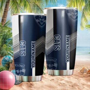 Personalized Geelong Cats AFL Tumbler Custom Name Stainless Steel Tumbler