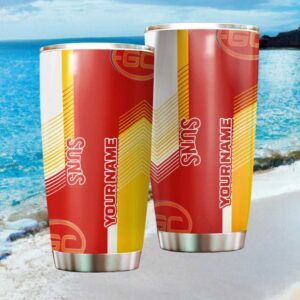 Personalized Gold Coast Suns AFL Tumbler   Custom Name Stainless Steel Tumbler