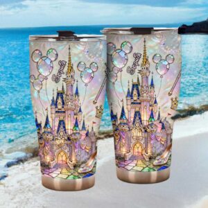 Personalized Magical Castle Princess Tumbler Custom Name Stained Glass Art