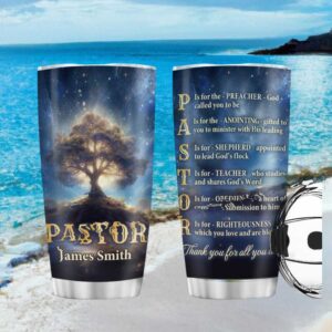 Personalized Pastor Appreciation Gift Tumbler Tree of Life Starry Night Design