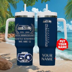 Personalized Seattle Seahawks 50th Anniversary (1976 2026) Fan Tumbler