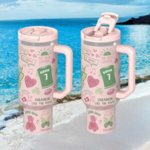 Personalized Shannon “Like The River” Pink Aesthetic Insulated Cup with Handle