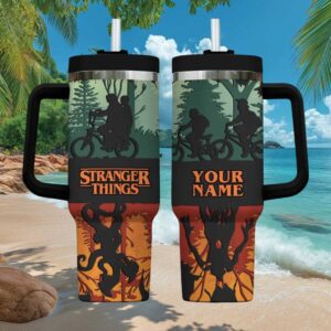 Personalized Stranger Things Upside Down Silhouette Custom Name Tumbler