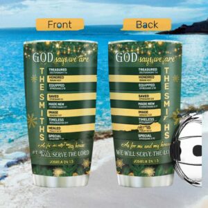 Personalized The Smiths Family Faith Tumbler Joshua 24h15 Greenery Gift