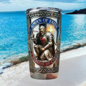 Personalized Warrior of Christ Knight Tumbler Custom Name Religious Gift