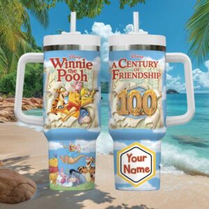 Personalized Winnie the Pooh 100th Anniversary Century of Friendship Map Tumbler