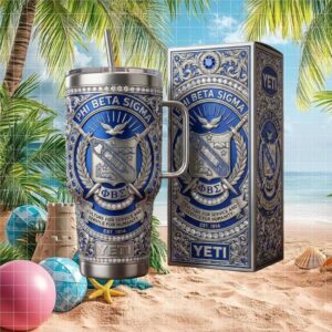 Phi Beta Sigma Fraternity Blue & Silver Ornamental 3D Tumbler Set