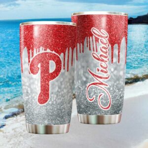 Philadelphia Phillies Personalized Glitter Drip Tumbler Custom Name