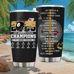Pittsburgh STumblerlers 2025 AFC North Division Champions Roster Tumbler