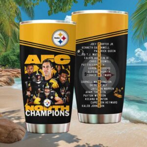 Pittsburgh STumblerlers AFC North Champions Aaron Rodgers & Team Players Graphic Stainless STumblerl Tumbler