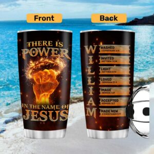 Power In The Name Of Jesus Fiery Crown Tumbler Custom Name Warrior Gift