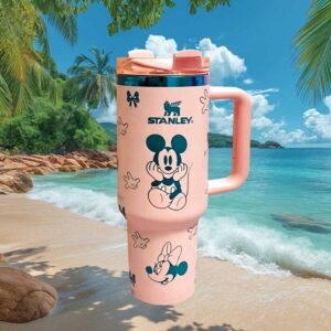 Retro Mickey and Minnie Mouse Pink Tumbler Design