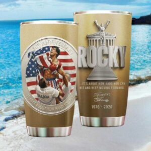 Rocky Balboa 50th Anniversary 1976 2026 Gold Commemorative Tumbler