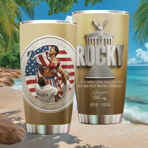 Rocky Balboa 50th Anniversary Gold Edition American Flag Victory Tumbler