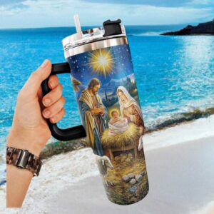 Sacred Nativity Scene Birth of Jesus Religious Christmas 40oz Tumbler