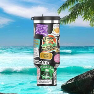 Sarcastic Retro Sticker Bomb Tumbler Funny Office Humor & Sassy Quotes