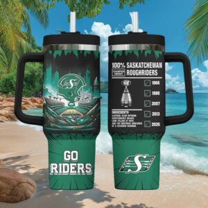 Saskatchewan Roughriders Grey TumblerChampions 40oz Insulated Tumbler with Handle