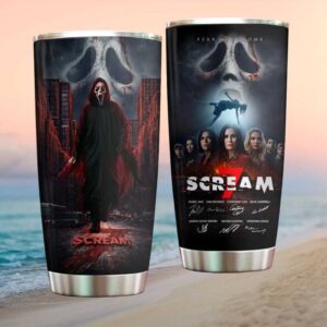 Scream 7 Fear Hits Home Ghostface & Cast Signature Tumbler