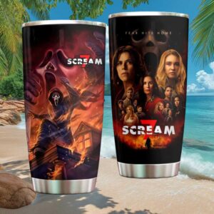 Scream 7 “Fear Hits Home” Ghostface Horror Movie Art 20oz Stainless Steel Tumbler