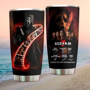 Scream 7 Film Strip Ghostface Memories & Cast Signature Tumbler