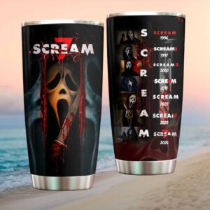 Scream 7 Horror Movie Franchise History 20oz Stainless Steel Tumbler
