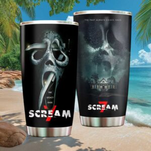 Scream 7 “The Legacy Ends” Ghostface Mask Rain Design 20oz Tumbler