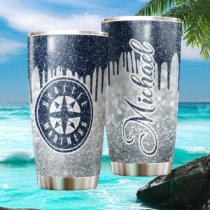 Seattle Mariners Personalized Glitter Drip Tumbler Custom Name