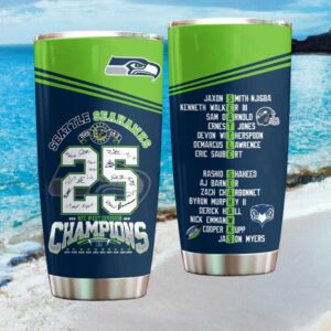 Seattle Seahawks 2025 NFC West Champions Signed Player Roster Commemorative Tumbler