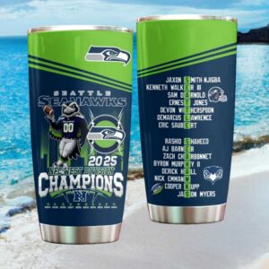 Seattle Seahawks 2025 NFC West Division Champions Team Roster Tumbler