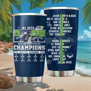 Seattle Seahawks 2025 NFC West Division Champions Tumbler Roster Name List