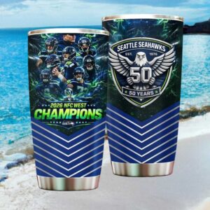 Seattle Seahawks 2026 NFC West Champions 50 Years Est 1976 Commemorative Tumbler