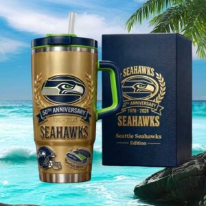 Seattle Seahawks 50th Anniversary Special Edition Gold Insulated Tumbler