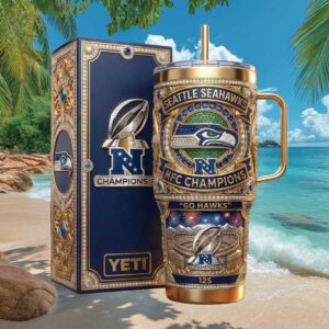 Seattle Seahawks NFC Champions “12s” Luxury Gold & Jewel Inlaid 40oz Tumbler