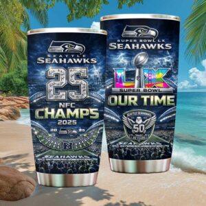 Seattle Seahawks NFC Champs 2025 Super Bowl LX Our Time 20oz Tumbler