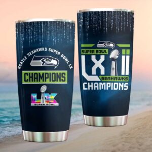 Seattle Seahawks Super Bowl LX 60 Champions Navy Blue Graphic Tumbler