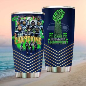 Seattle Seahawks Super Bowl LX Champions 2026 Commemorative Players Roster Tumbler