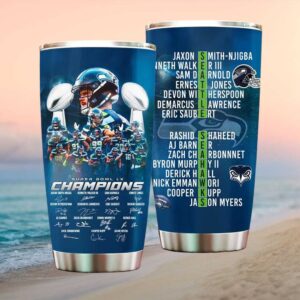 Seattle Seahawks Super Bowl LX Champions Blue Signature Series Team Roster Tumbler