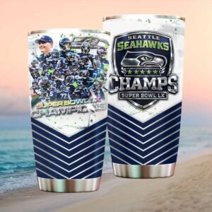 Seattle Seahawks Super Bowl LX Champs 2026 Team Celebration Tumbler