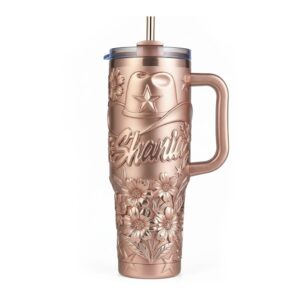 Shania Twain Cowboy Hat & Flowers Rose Gold 3D Tumbler Wrap