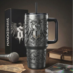 Shinedown Rock Band Gothic Winged 3D Distressed Tumbler Design