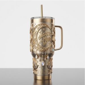 Sister of the Moon Celestial Gold Goddess 3D Mystic Tumbler Wrap