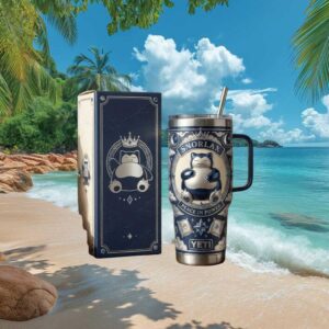 Snorlax Peace in Power Navy Blue 40oz Tumbler with Lid & Straw