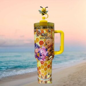 Stanley 40oz Quencher Tumbler Disney Winnie the Pooh & Friends Honeycomb Design with Bee Straw Topper