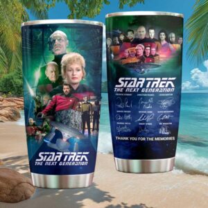 Star Trek TNG Best of Both Worlds Borg & Cast Signed Tumbler Wrap