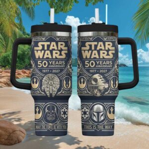Star Wars 50 Years Anniversary 1977 2027 Commemorative 40oz Tumbler with Handle
