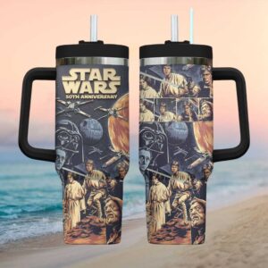 Star Wars 50th Anniversary Retro Comic Montage Custom Name Handle Tumbler
