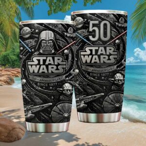 Star Wars 50th Anniversary Silver & Black Vintage Galactic Tumbler Wrap