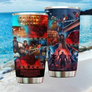 Stranger Things Mega Collage Christmas Lights and Vecna Tumbler