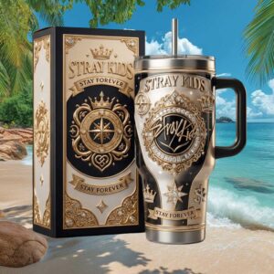 Stray Kids “Stay Forever” K Pop Collector Tumbler Luxury Gold & Black 40oz Insulated Stainless Steel Tumbler